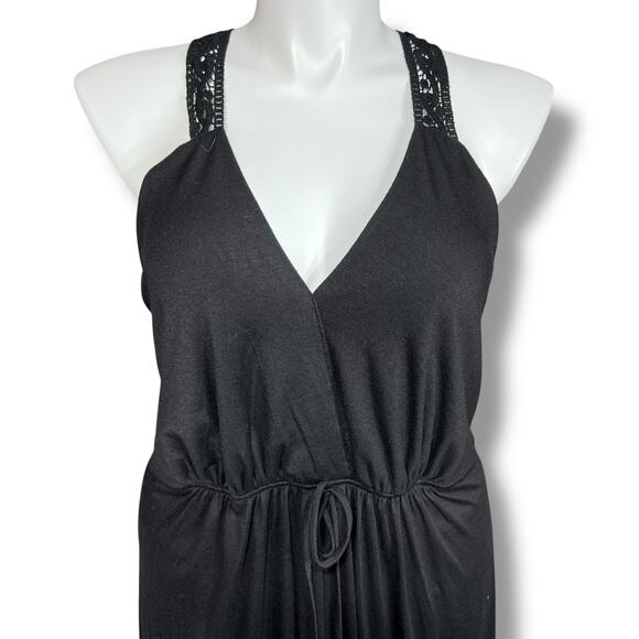 Vintage Torrid Womens Maxi Blouson Sundress V Neck Sleeveless Lace Back Black 4X - Picture 2 of 11